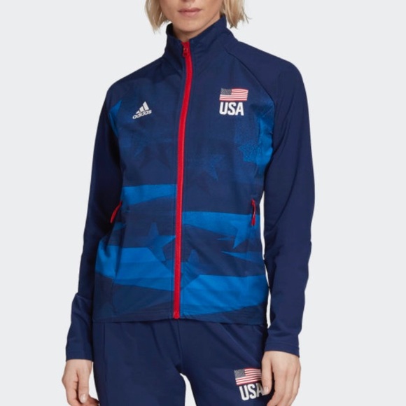 Adidas Women's USAV Warm Zip Up Track USA Jacket - Picture 4 of 12